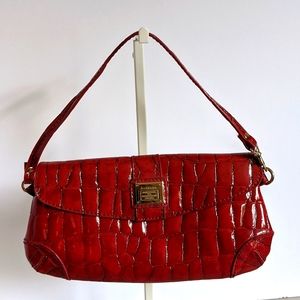 Liz Claiborne Red Croc-Embossed Clutch